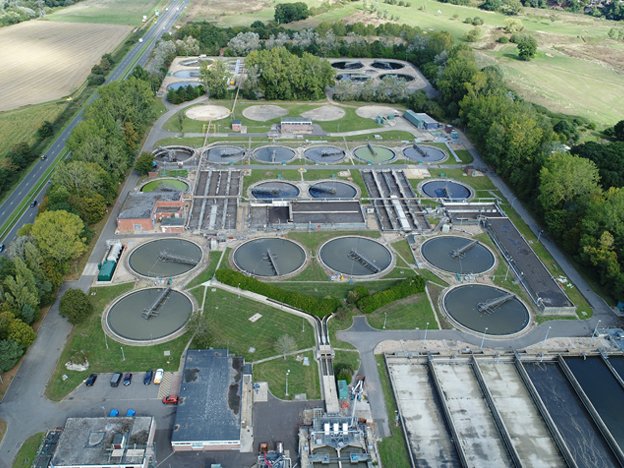 Wessex Water facility focused on sustainable water management and renewable energy use.