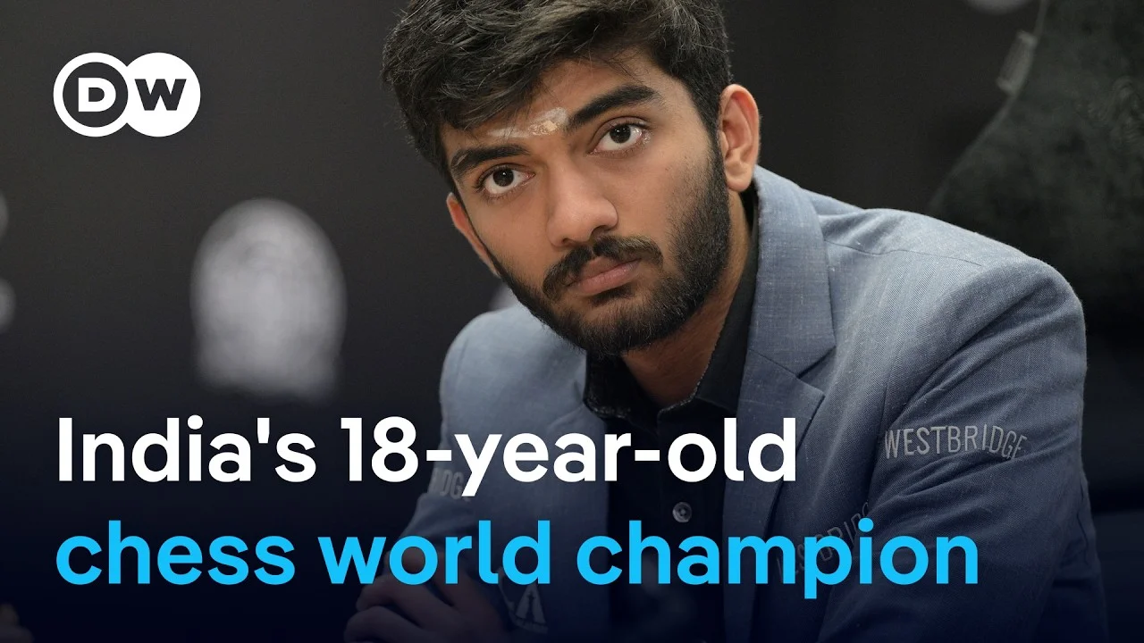 D. Gukesh, young Indian chess prodigy, focused during tournament.